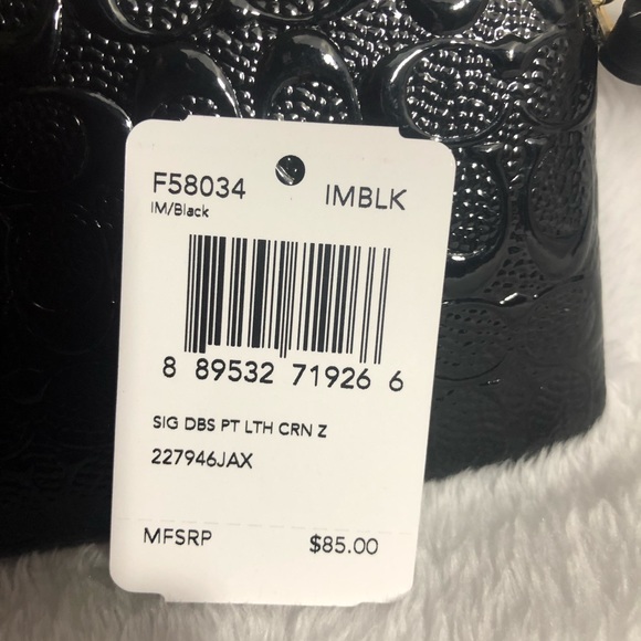 Coach black Embossed patent leather wristlet NEW - Picture 2 of 3